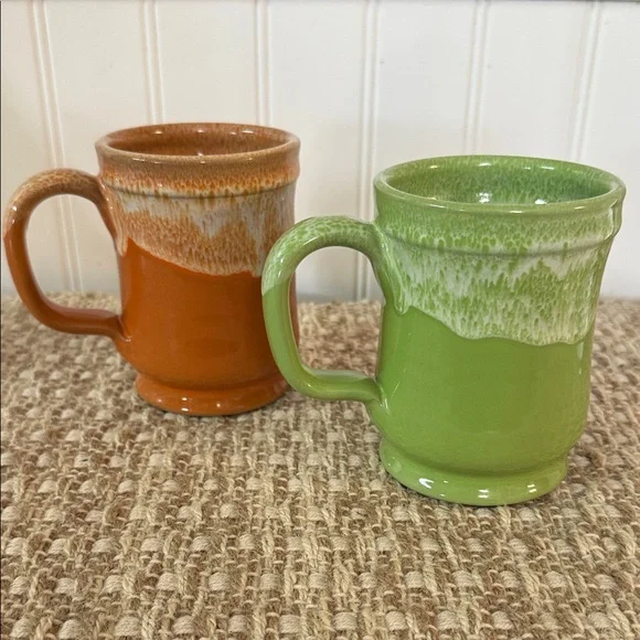 Dennen pottery company. Orange and Green Mugs. Casey coffee co. Handmade USA - Picture 5 of 7